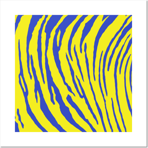 Tiger Stripes Yellow Blue Wall Art by BlakCircleGirl